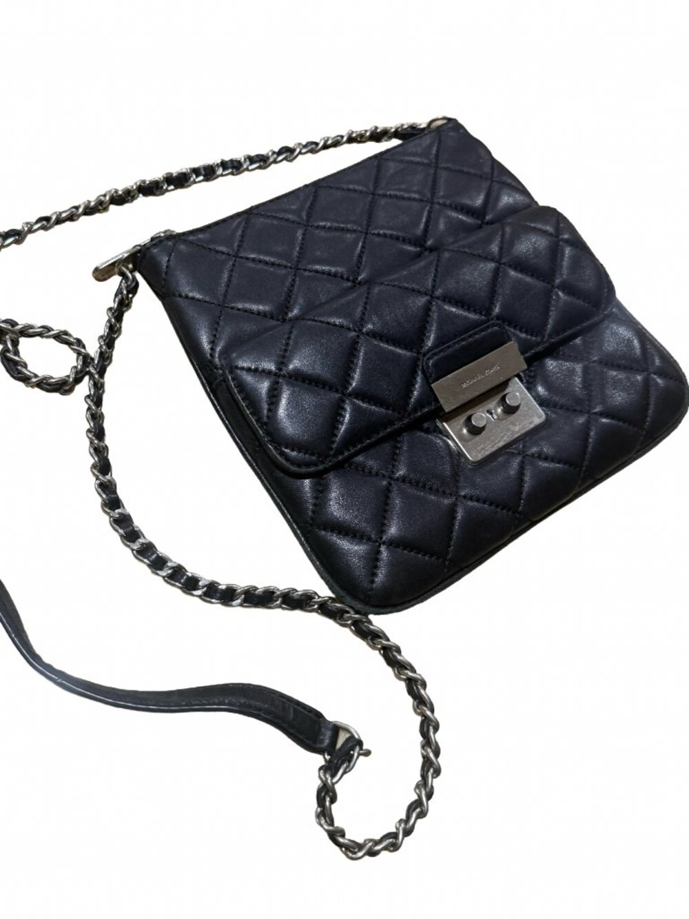 MICHAEL Michael Kors Quilted Black Leather Chain Strap Flap Crossbody Bag
